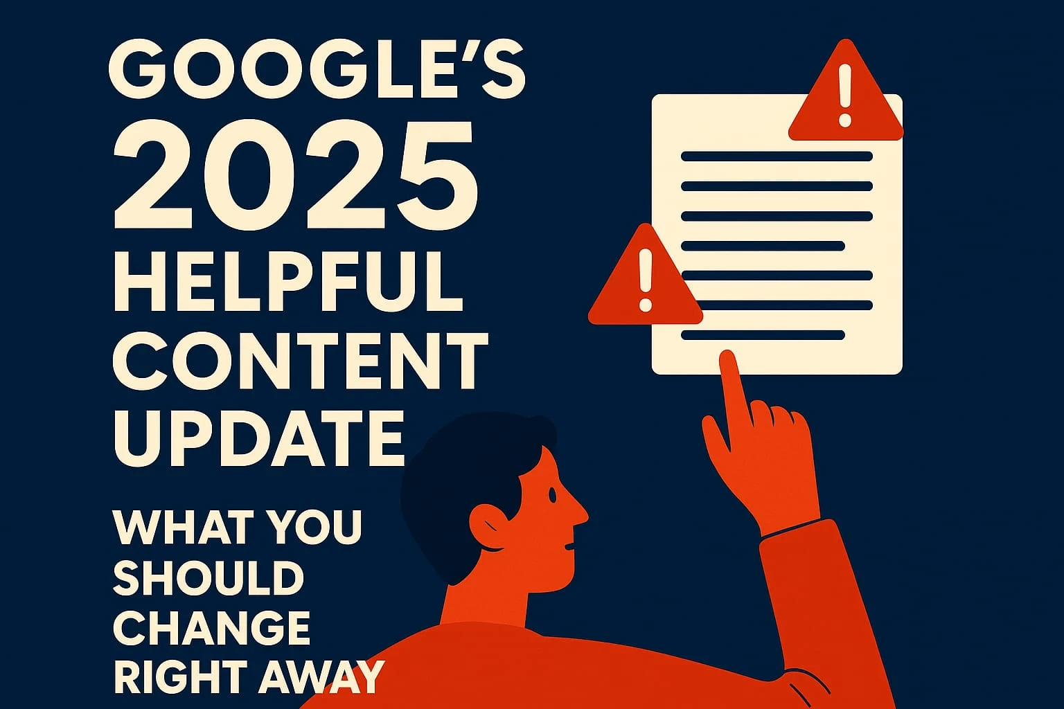 Illustration of Google's 2025 Helpful Content Update reshaping SEO strategies with human-first, high-quality content focus.