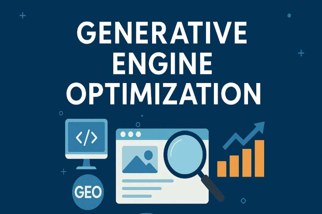 Flat-style digital illustration showing AI-powered search interfaces optimizing content delivery, symbolizing the concept of Generative Engine Optimization (GEO) for SEO in 2025