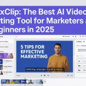FlexClip AI video editing dashboard showcasing drag-and-drop features, text-to-video, and auto subtitles – the best AI video editing tool for marketers and beginners in 2025.