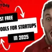 Thumbnail image with the title 'Best Free SEO Tools for Startups in 2025' displayed on a modern digital background featuring icons of analytics, search, and growth charts.